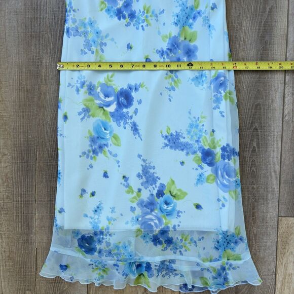 Vintage My Michelle Womens Y2K Fairy Floral Midi Dress Size 11/12 Blue Romantic - Picture 13 of 13